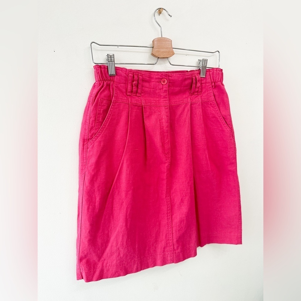 Vintage Linen Skirt “Crazy Horse”- Bright Pink - Size 10